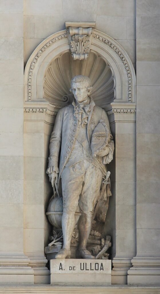 Estatua de Antonio de Ulloa en el Palacio de Fomento de Madrid, esculpida por José Alcoverro en 1899.


