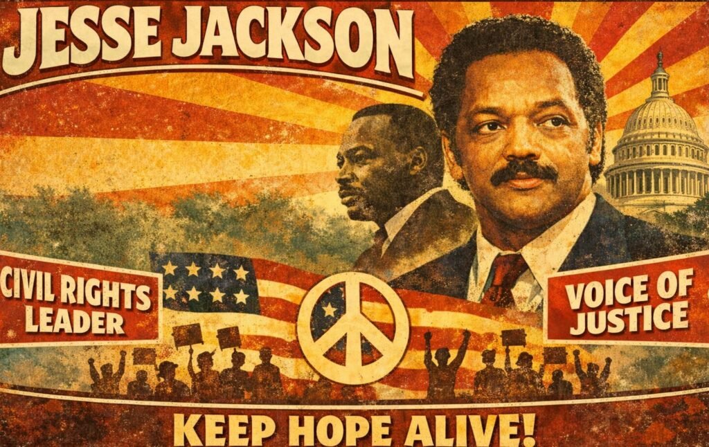 Cartel que ilustra a Jesse Jackson en su lucha por los derechos.