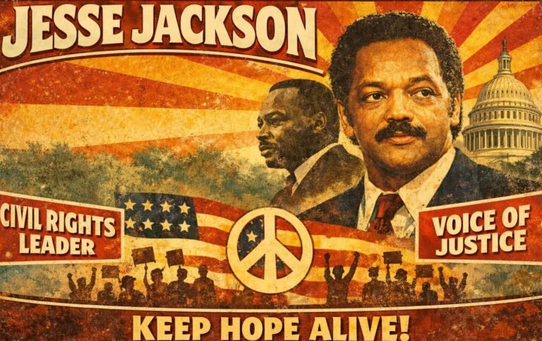 Cartel que ilustra a Jesse Jackson en su lucha por los derechos.