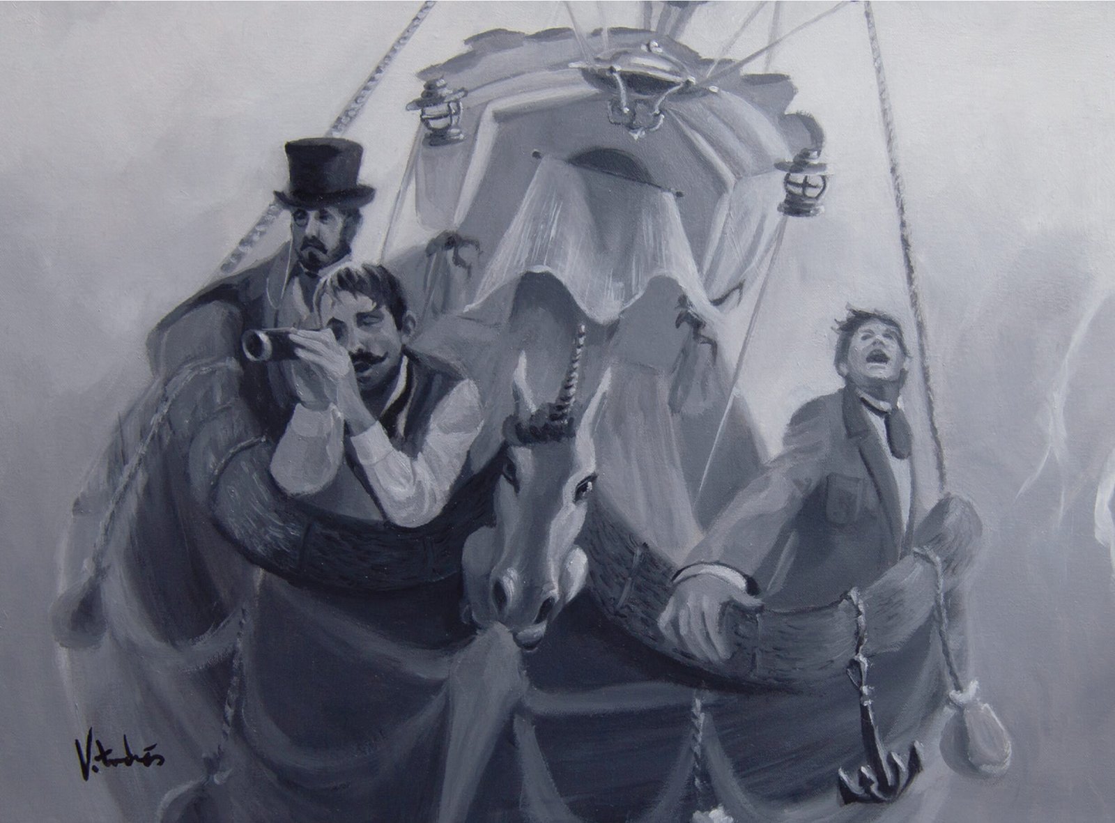 Ilustración de la portada de Cinco Semanas en Globo, por Vanesa Andrés