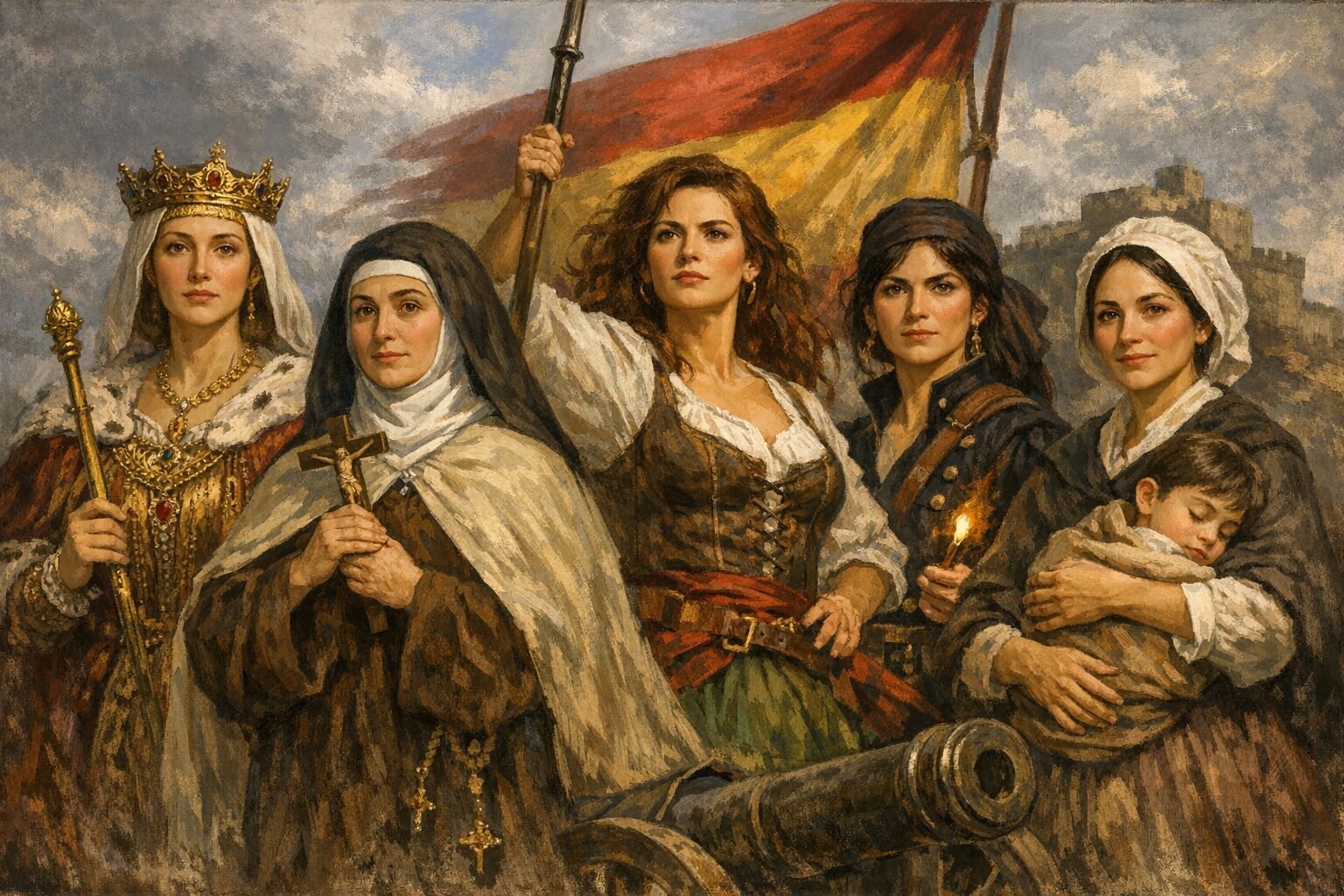 Isabel la Católica, Santa Teresa de Jesús, María Pita, Agustina de Aragón, Isabel Zendal | Imagen generativa