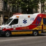 Ambulancia Samur tras apuñalamiento en Madrid