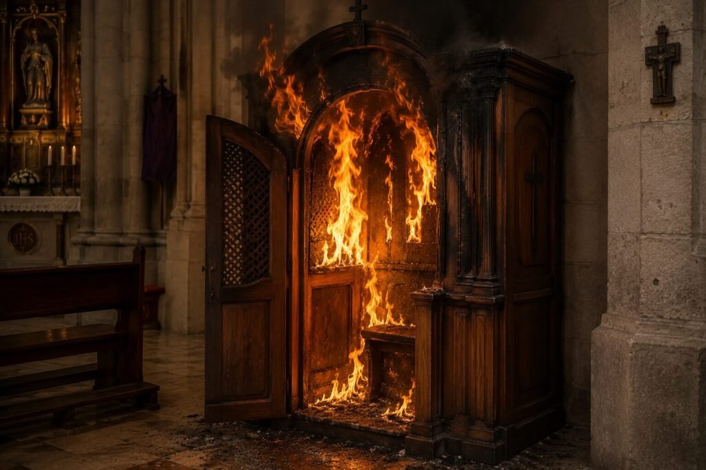 Confesionario ardiendo