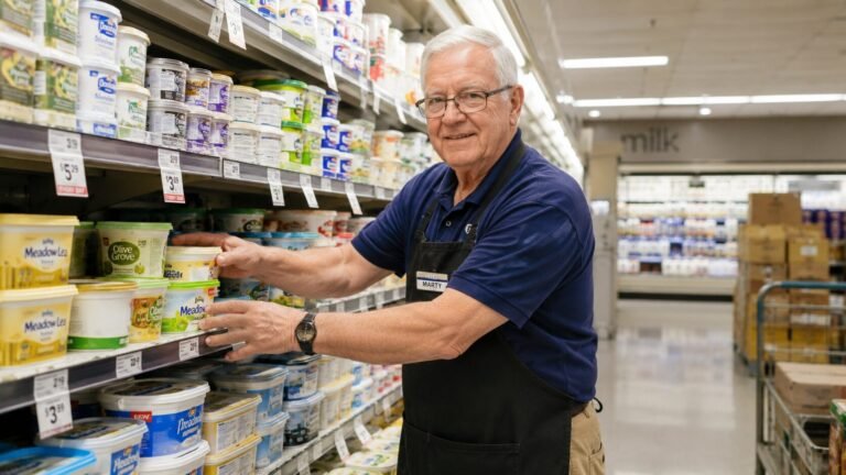 Jubilado trabajando en supermercado | IA generativa