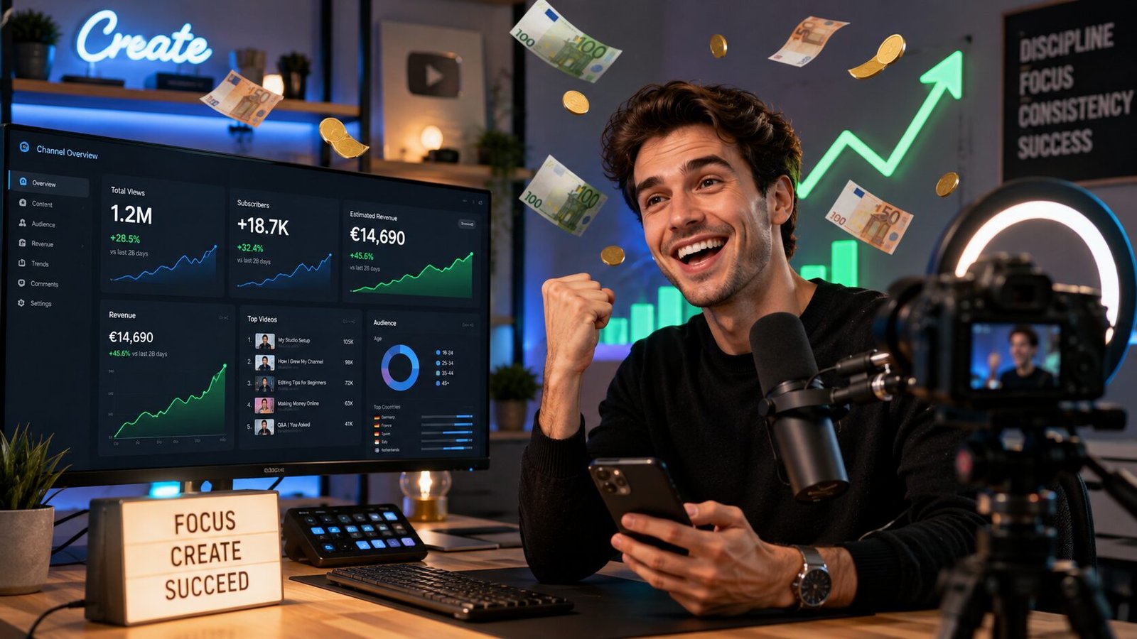 YouTube permite a los creadores generar ingresos a través de publicidad, membresías, colaboraciones comerciales y otras vías de monetización.