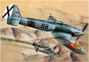 Heinkel He 112 que protagonizó el incidente con un P-38 estadounidense en 1943