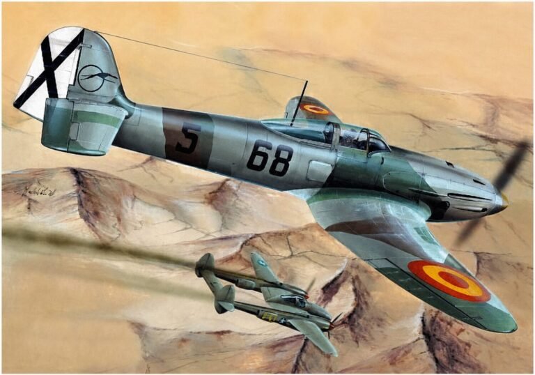 Heinkel He 112 que protagonizó el incidente con un P-38 estadounidense en 1943