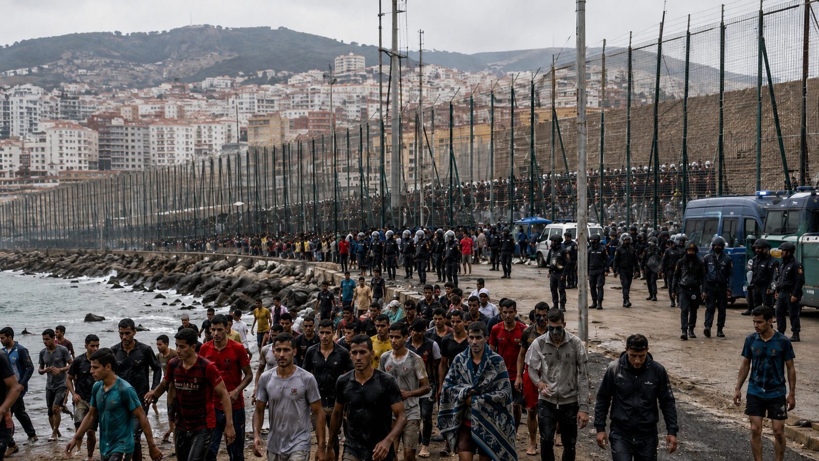 Crisis migratoria Ceuta | Imagen creada con IA generativa