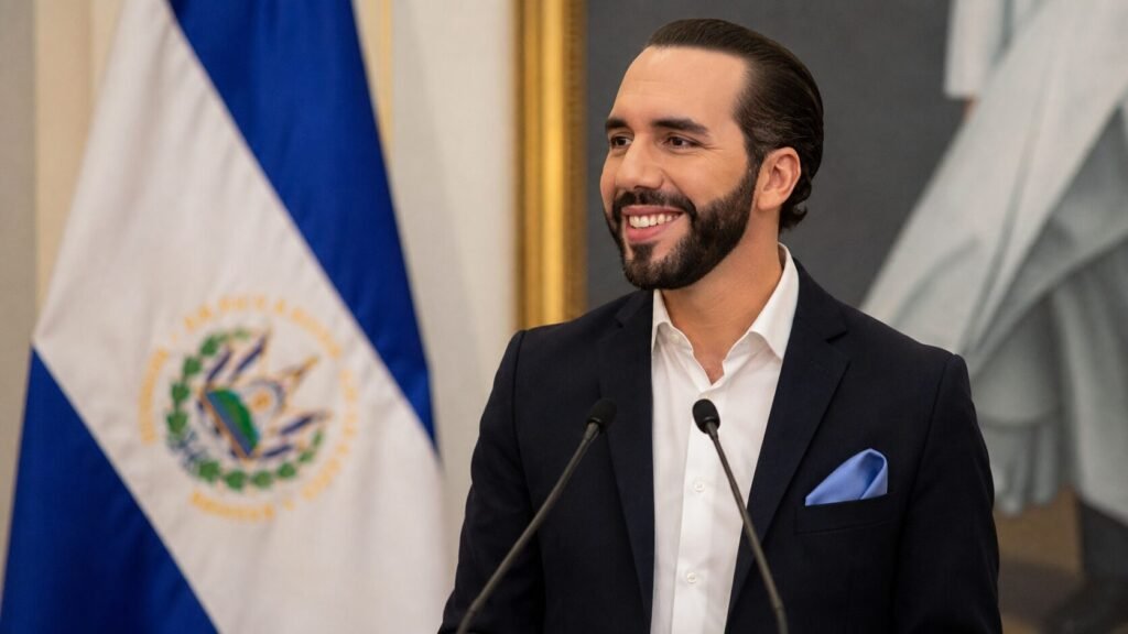 Nayib Bukele durante una intervención institucional.