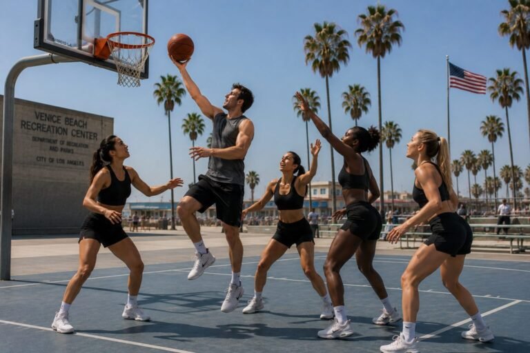 hombre y mujeres en el baloncesto